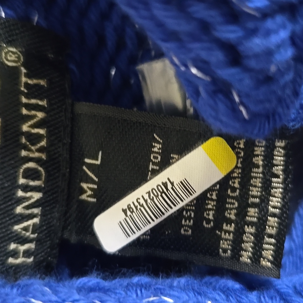 Pure Handknit-Royal blue sweater with each button different down front Sz - Picture 7 of 13